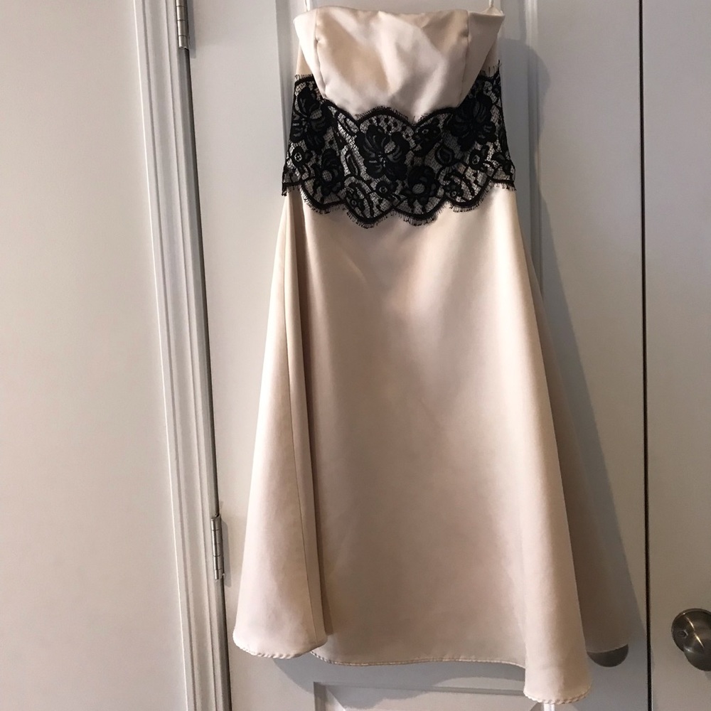WHBM Lace Accented Strapless Dress